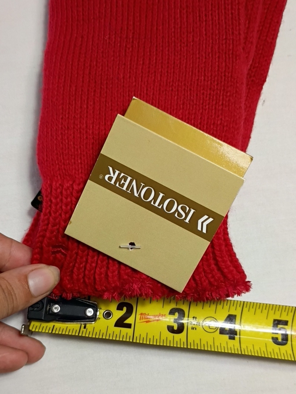 NWT Isotoner Red Knit Gloves with Suede Palm Patch Women's One Size Winter - Picture 7 of 7